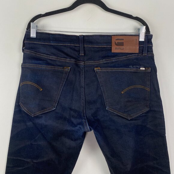 G Star Raw 3301 Straight Tapered Jeans Mens 33x34 Dark Wash Button Fly Stretch - Picture 5 of 14